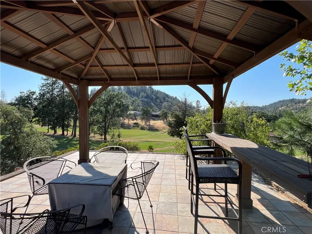 a view of yard with seating space