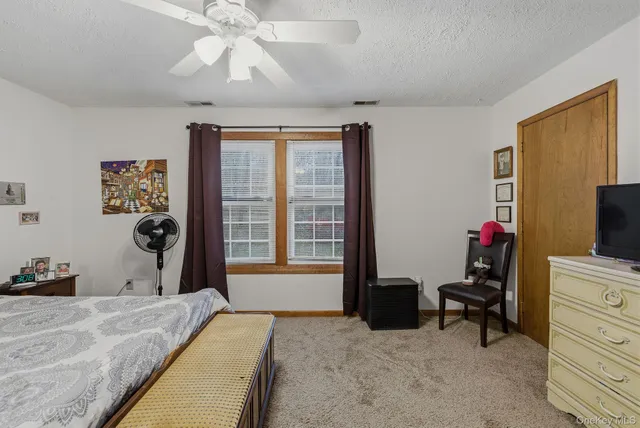 a bed room with a bed and a television