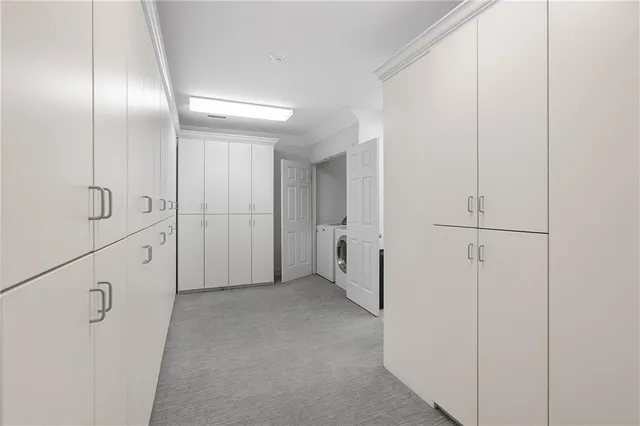 a workspace with furniture and a window