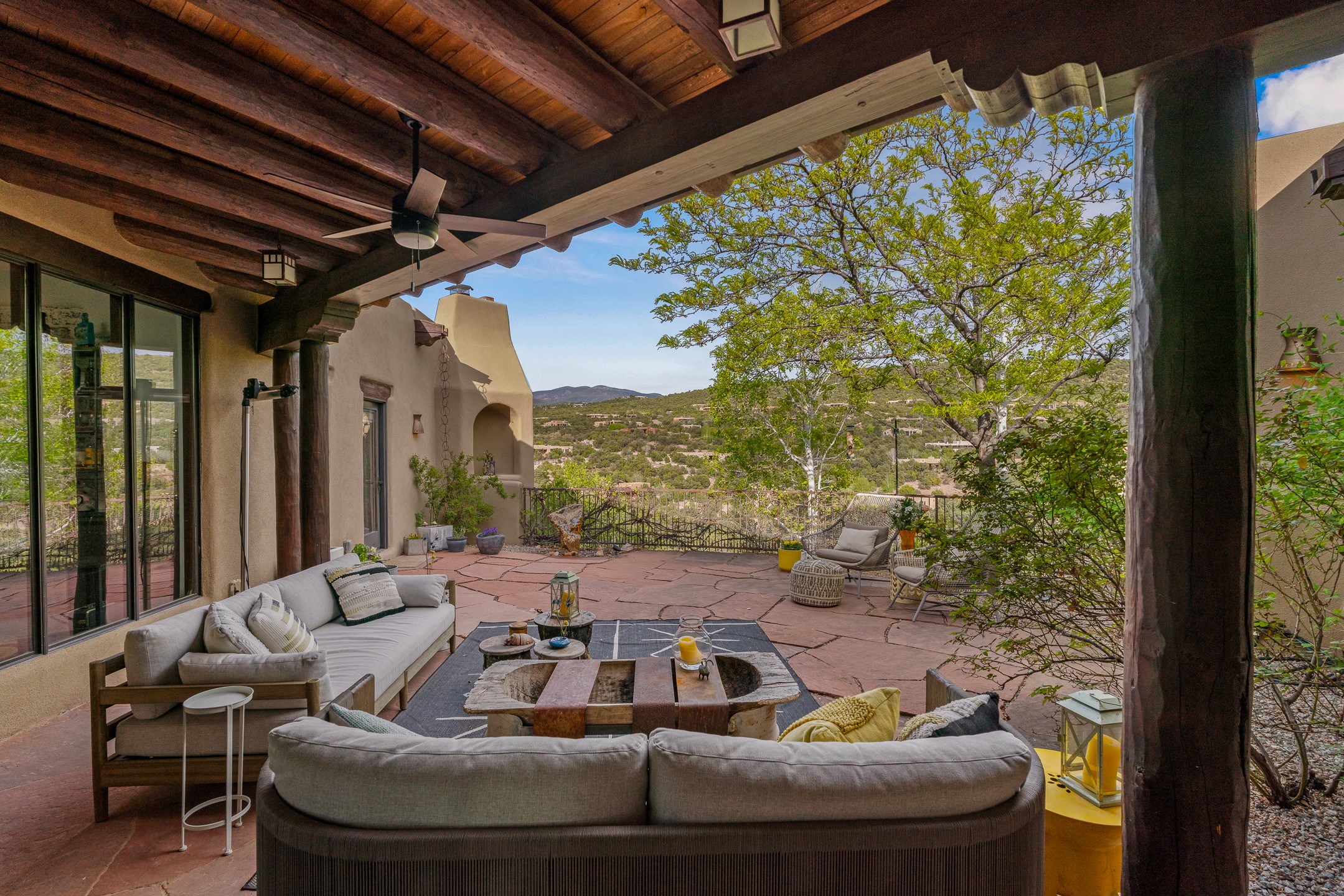 148 Barranca Road Santa Fe, NM 87501 - Photo 53 of 86 Outdoor living room adjacent to the wet bar