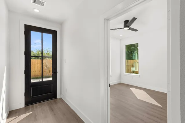 an empty room with windows