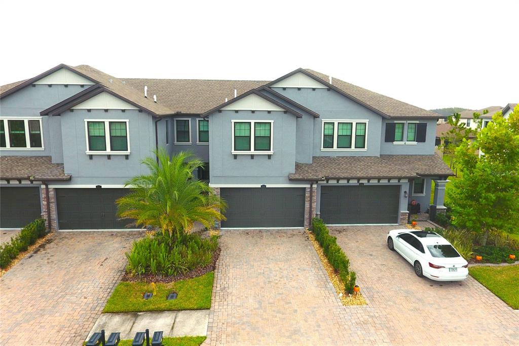 4596 Almada Lane Wesley Chapel, FL 33543 - Photo 20 of 56 a front view of house with yard and trees in the background