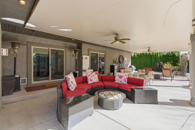 145 Carnesecca Court Mapleton, UT 84664 - Photo 79 of 109 View of patio / terrace with ceiling fan and an outdoor living space