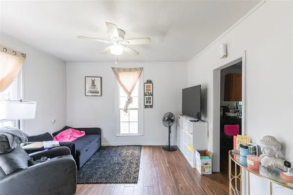 a view of livingroom with furniture and wooden floor