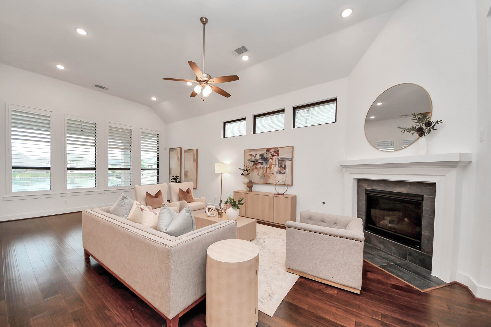 4310 Bakers Cove Manvel, TX 77578 - Photo 11 of 47 Family room with corner gas log fireplace