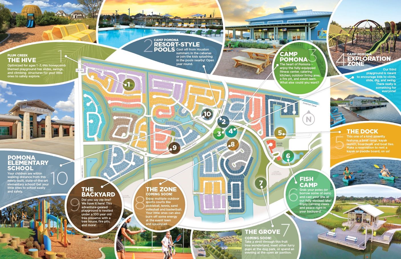 4310 Bakers Cove Manvel, TX 77578 - Photo 46 of 47 Enjoy all of the perks of living in Award Winning Pomona with water activities, pickleballs courts, multiple pools, parks, playgrounds, dog parks, and a calendar full of resident activities monthly!