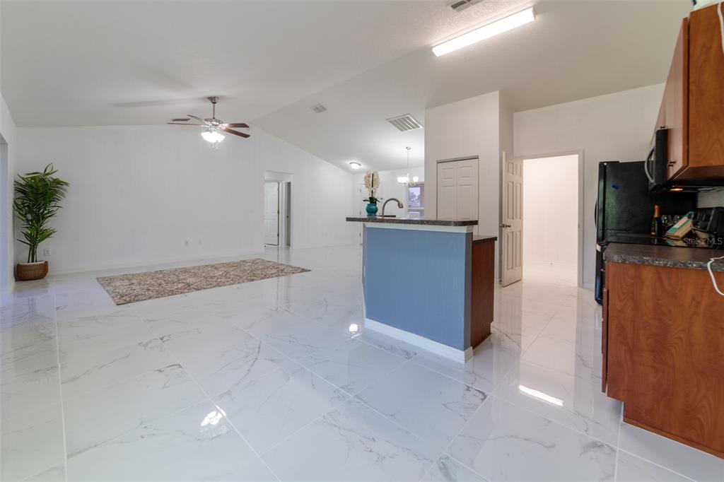 5107 Southwest 165th St Road Ocala, FL 34473 - Photo 16 of 34 a view of a kitchen with refrigerator and a fireplace