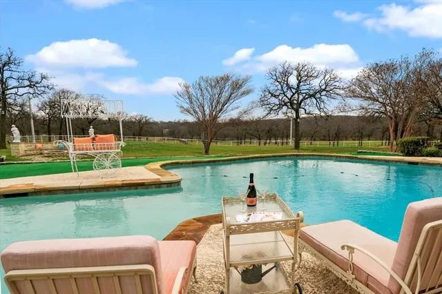 a view of a lake with a yard