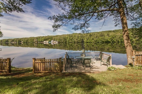 131 Shore Road Sturbridge, MA 01566 - Photo 8 of 29 a view of a lake with a table and chairs
