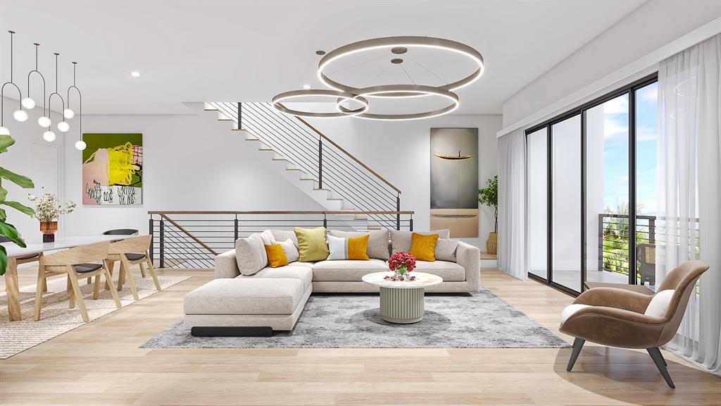 918 Southeast 12th Street, Unit 918 Fort Lauderdale, FL 33316 - Photo 3 of 18 a living room with furniture and a chandelier