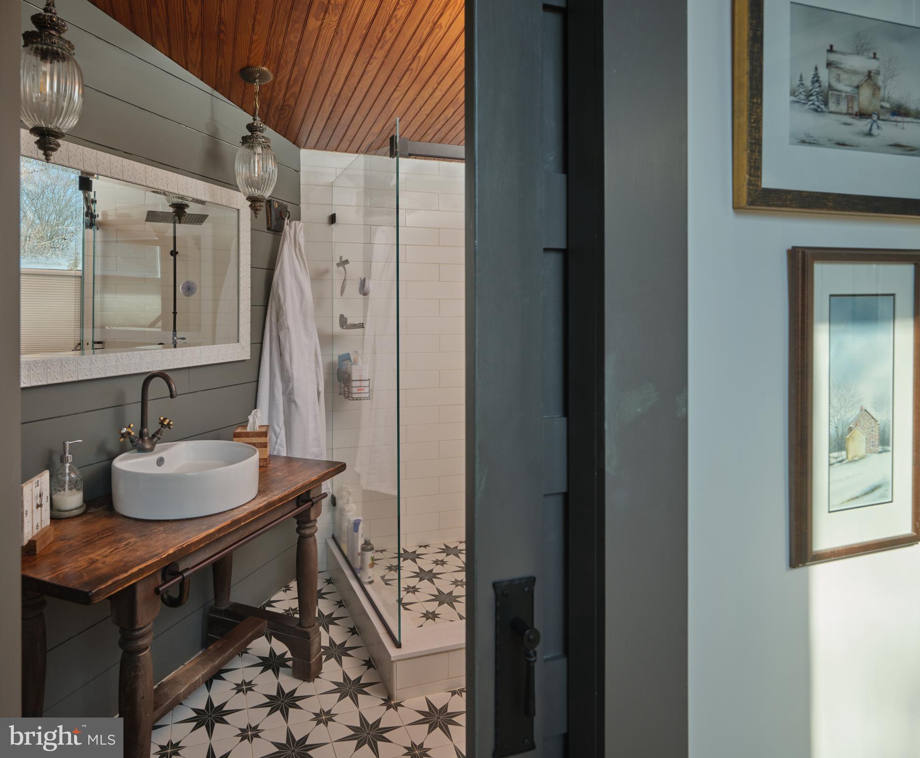 5 Water Street Lebanon, NJ 08833 - Photo 17 of 47 a bathroom with a sink a mirror and a shower