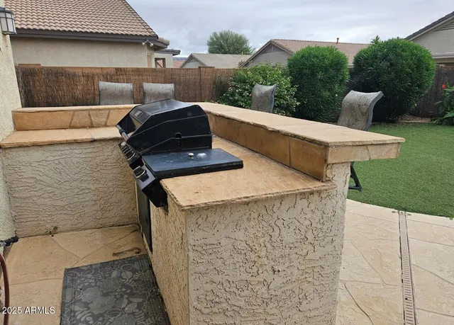 a terrace with a garden