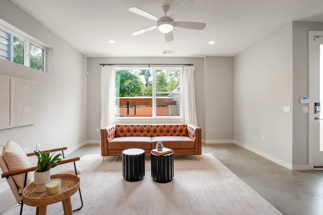 a view of backyard with pathway