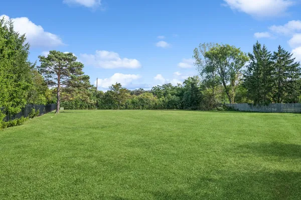 a view of field with trees in the background