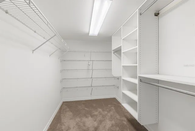 a view of an empty walk in closet