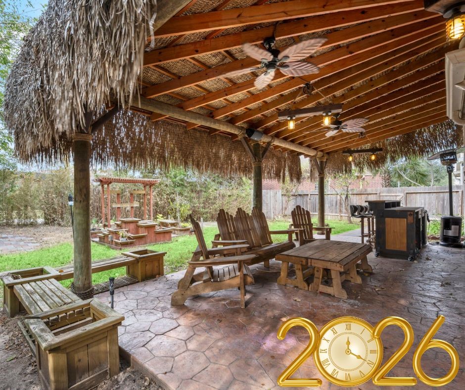 a view of a swimming pool with a patio