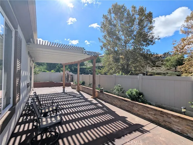 a patio view with a seating space