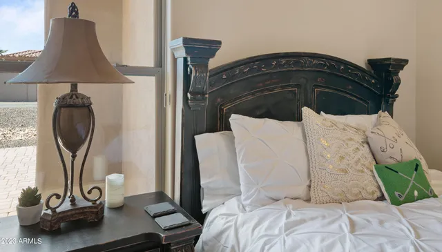 a room with furniture and a large window