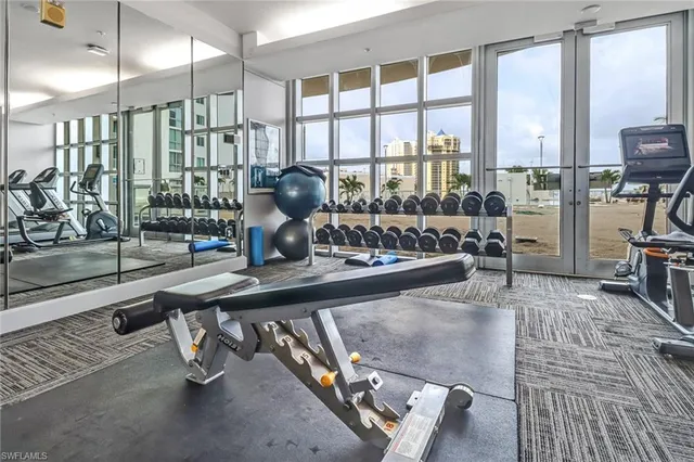 a view of a room with gym equipment