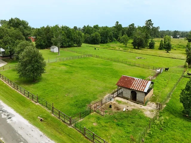 a view of a golf course with a garden