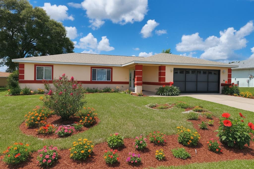 front view of a house with a yard