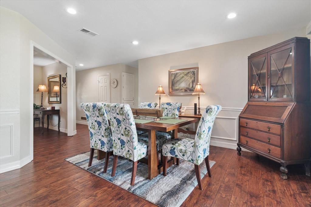 8463 Crestview Road Sanger, TX 76266 - Photo 11 of 36 Dining room with dark wood-style floors and recessed lighting