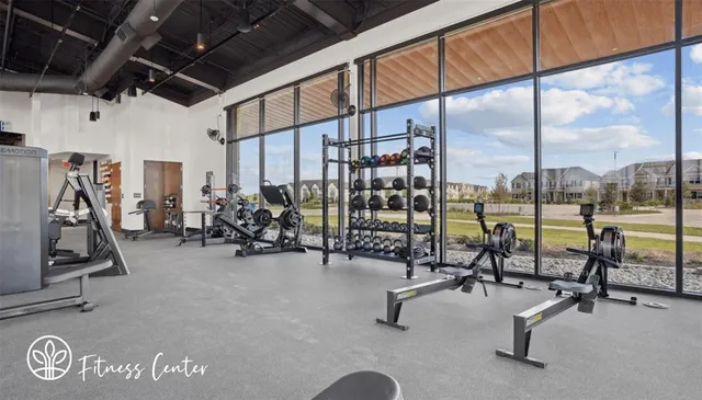 a view of a room with gym equipment