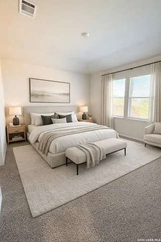 a spacious bathroom with a double vanity sink a mirror and a shower