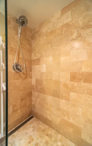 a bathroom with a shower