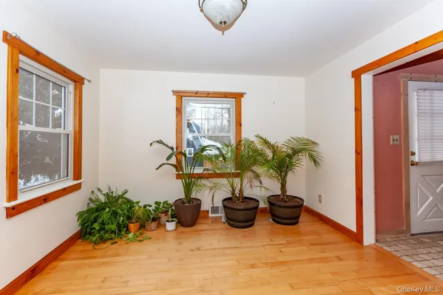 a view of living room with furniture and potted plant