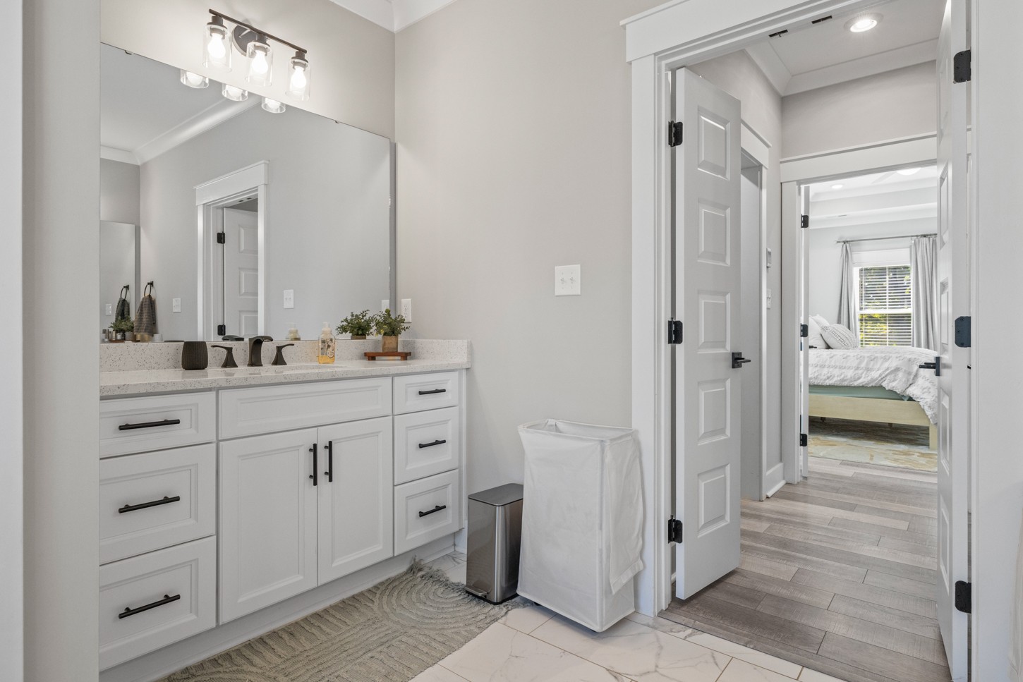 27 Hancock Road Fayetteville, TN 37334 - Photo 27 of 47 a bathroom with a double vanity sink and mirror