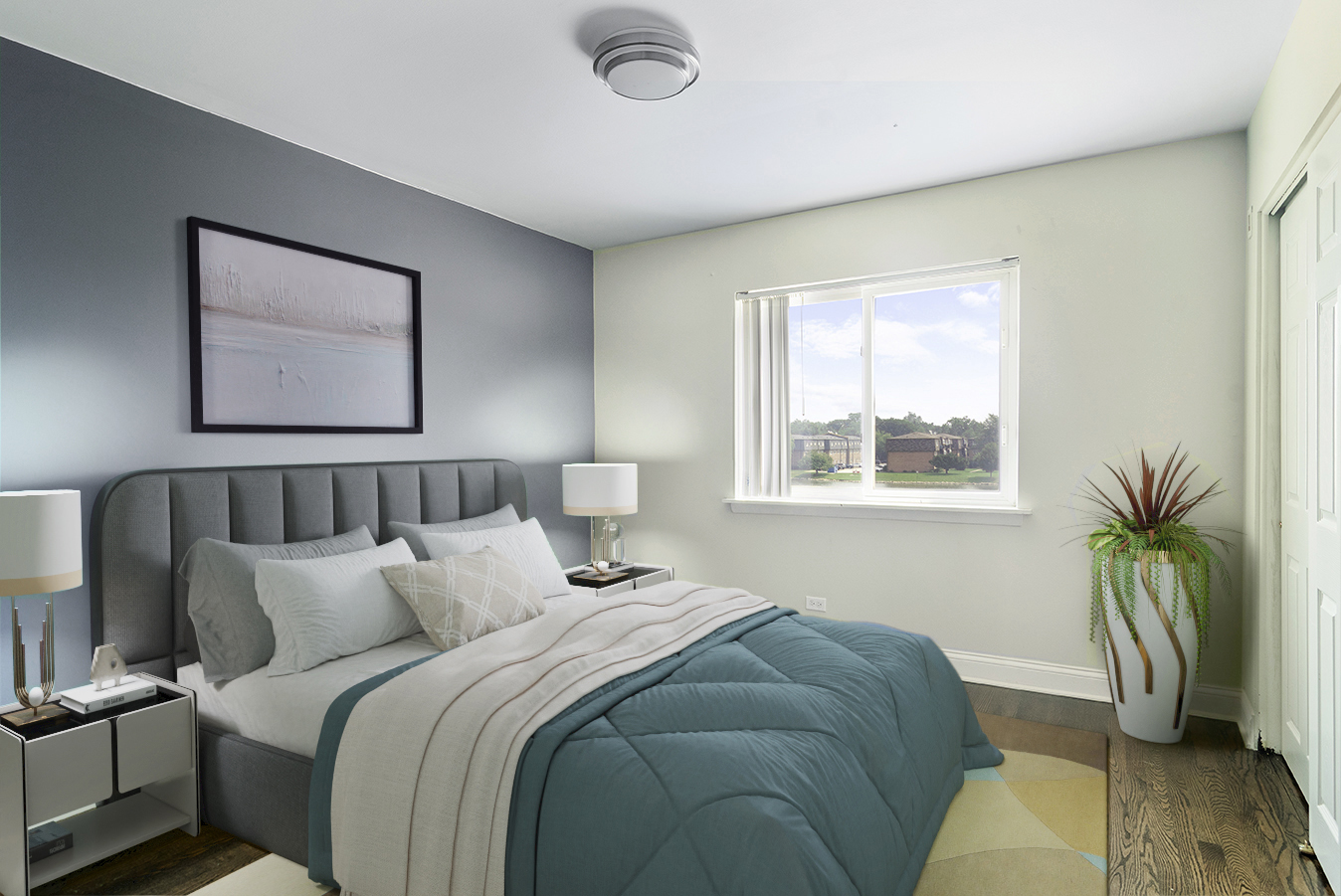 9390 Bay Colony Drive, Unit 3N Des Plaines, IL 60016 - Photo 8 of 15 a bedroom with a bed and a window