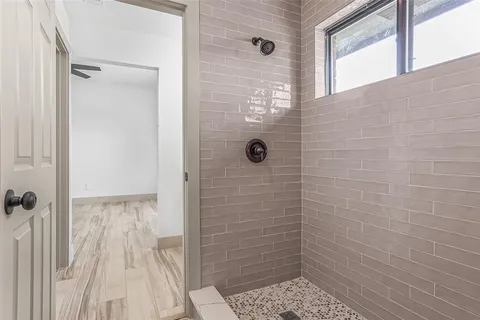 a bathroom with a shower