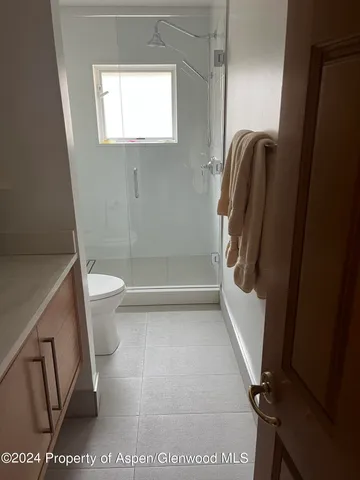 a bathroom with a sink a toilet and a shower