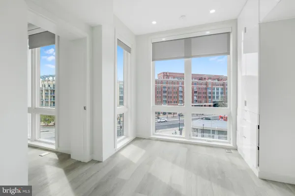 an empty room with windows