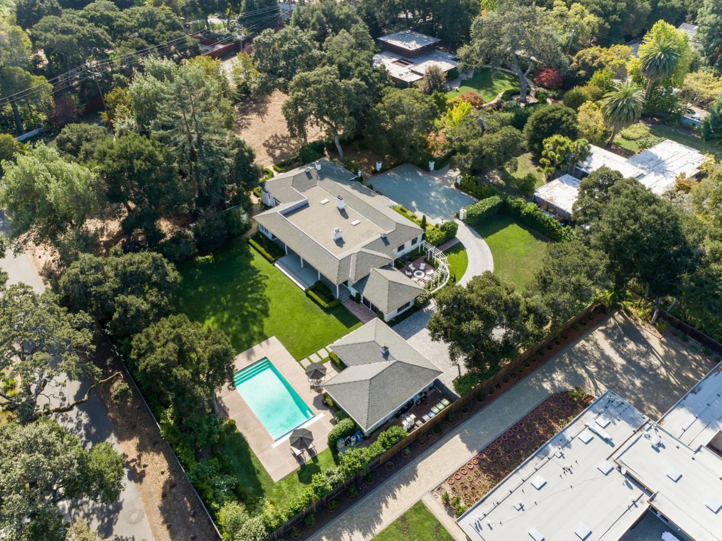 32 Encina Avenue Atherton, CA 94027 - Photo 17 of 17 an aerial view of a house with a yard