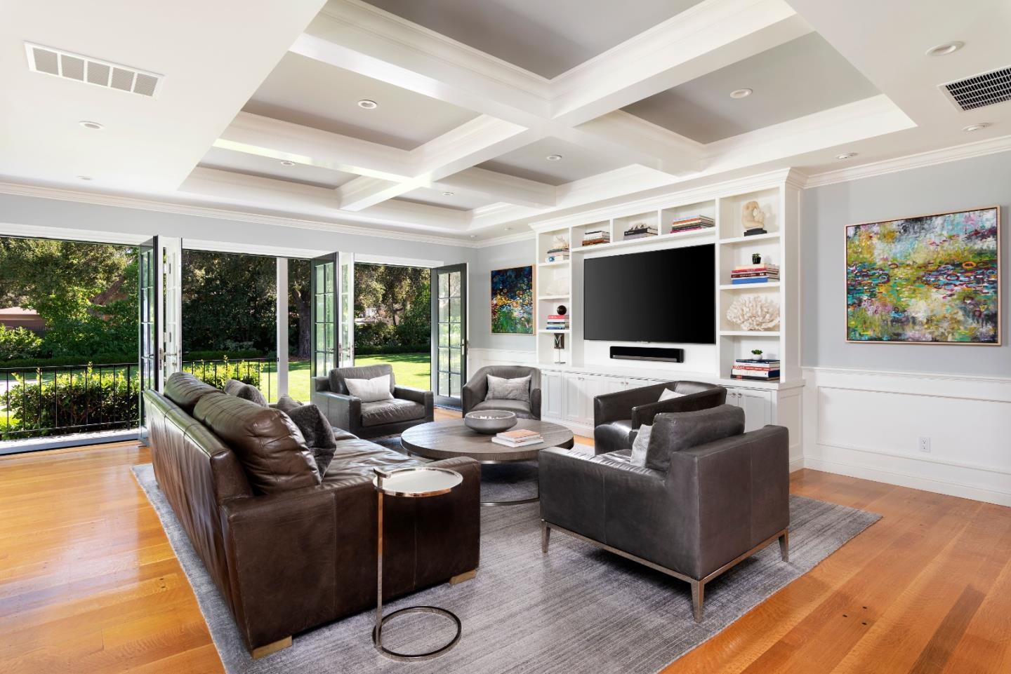 32 Encina Avenue Atherton, CA 94027 - Photo 6 of 17 a living room with furniture and a flat screen tv