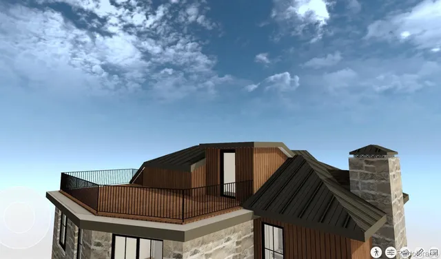 a view of balcony with wooden floor