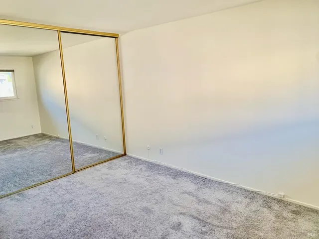 an empty room with a door