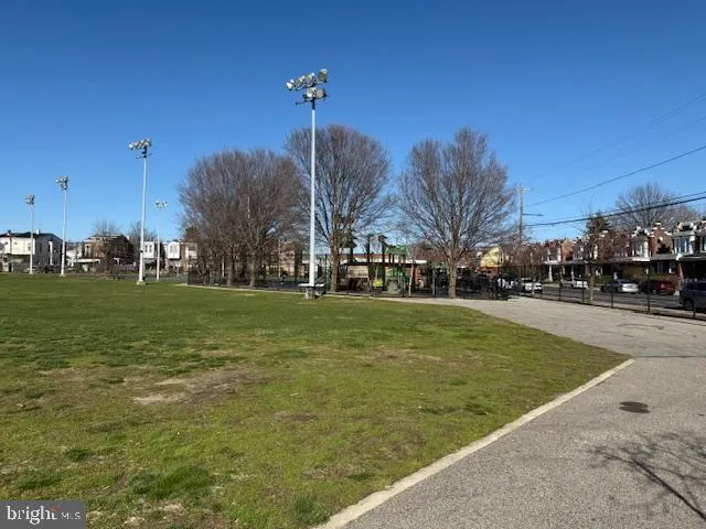 a view of a golf course with a garden