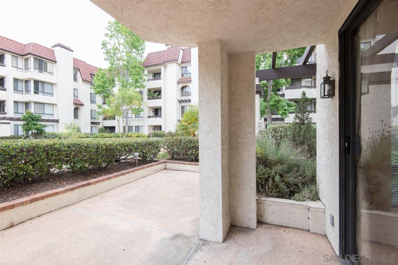 5805 Friars Road, Unit 2101 San Diego, CA 92110 - Photo 11 of 25 Partially covered and surrounded with a hedge for privacy, looking southward.