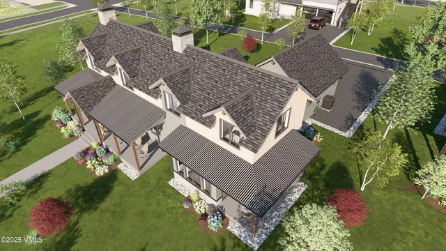 an aerial view of a house