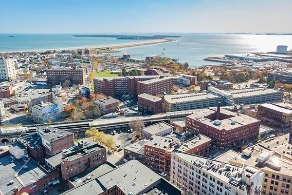 an aerial view of a city
