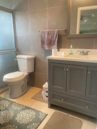 a bathroom with a sink toilet and vanity