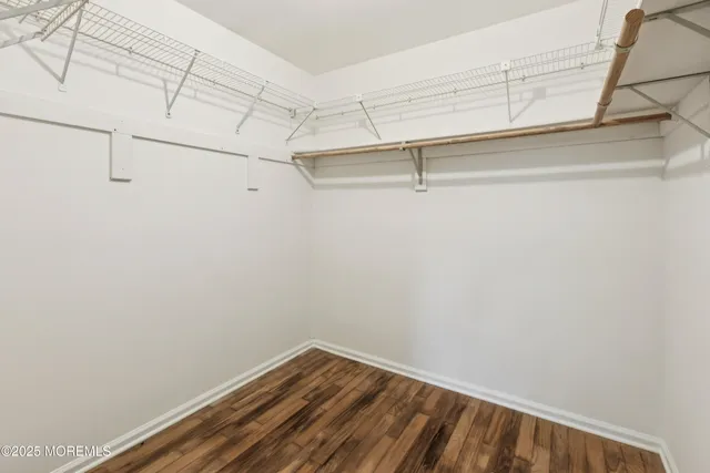 a view of a room with racks on the wall