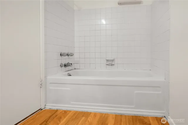 a bathroom with a bathtub