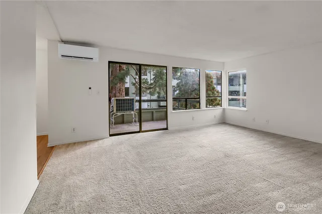 an empty room with windows