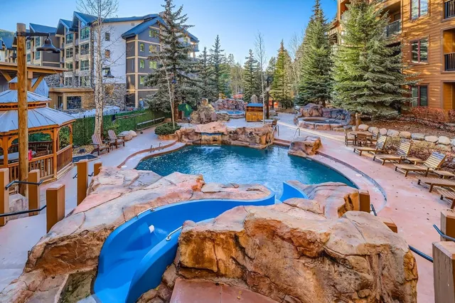 a view of a water with building