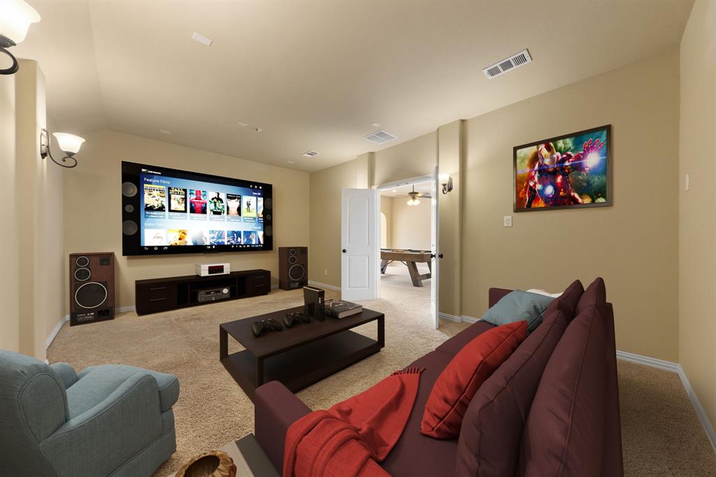 8336 Pitkin Road Frisco, TX 75036 - Photo 36 of 40 a living room with furniture and a flat screen tv