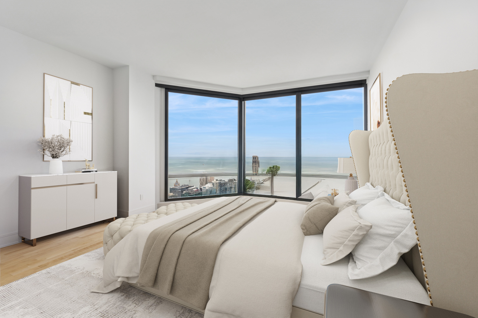 401 North Wabash Avenue, Unit 66G Chicago, IL 60611 - Photo 12 of 46 a bedroom with a bed and a large window